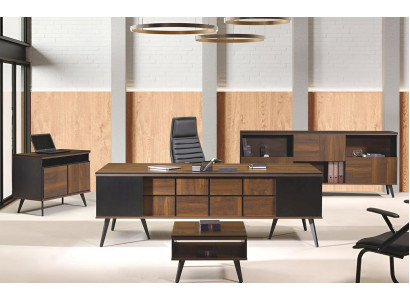 Desk Classic Complete e Study room furniture 4pcs Wood Brown