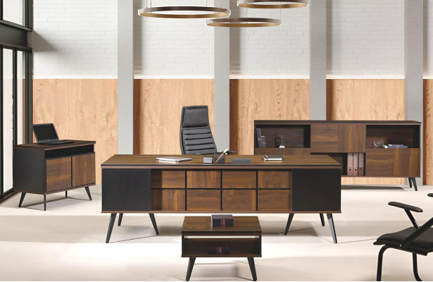 Complete e Study room furniture Desk Office desk 4-piece Wood Brown