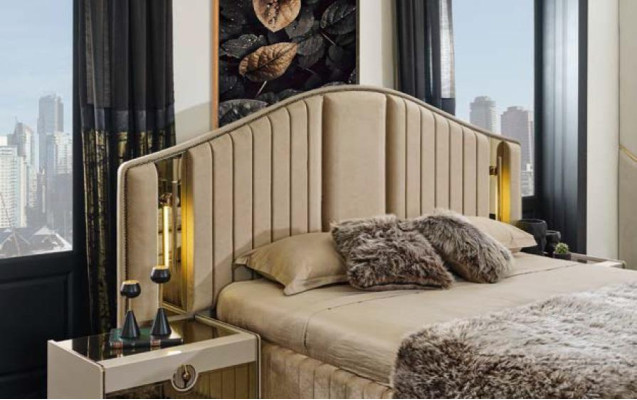 Bedroom Luxury Furniture Set Bed 2x Bedside tables Wardrobe Wardrobe