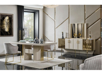Luxury Dining room Set Dining table 6x Chairs Sideboard Furniture Dining set 9 pieces.