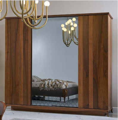 Wardrobe Wardrobe Wooden Cabinet Brown Mirror Bedroom Cabinet
