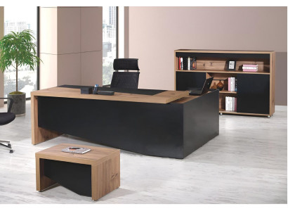 Study room furniture Complete e Corner Office table 3-piece Wood Black Office furniture