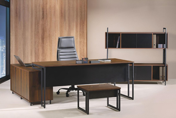 Study room furniture Complete Office Corner Office table Office 3-piece Wood Brown Set