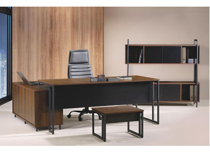 Study room furniture Complete Office Corner Office table Office 3-piece Wood Brown Set