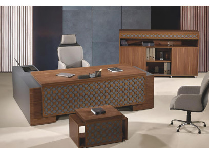 Corner Office table Complete e Office Office desk Set 3-piece Wood Brown Office furniture