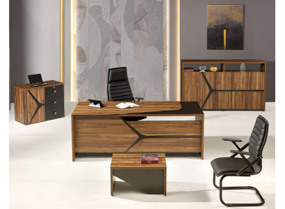 Study room furniture Desk Complete e 4pcs Wood Brown Office furniture