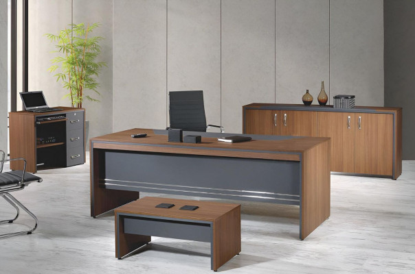 Suite Office furniture Complete Office Desk Set 4pcs Wood Brown Office