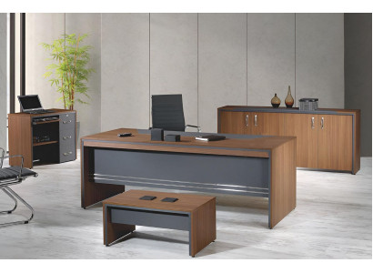Suite Office furniture Complete Office Desk Set 4pcs Wood Brown Office