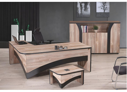 Office furniture Complete Office Corner Office table Office Office desk 3-piece Wood Brown