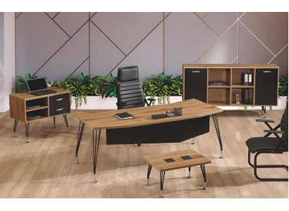 Luxury Furniture Office Study room furniture Desk Set 4pcs Wood Black