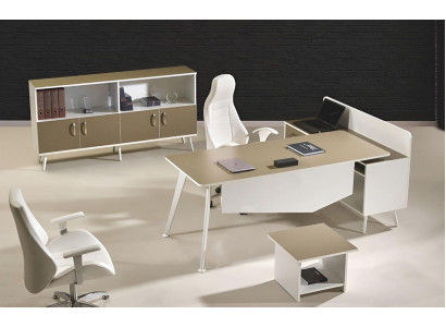 Modern corner office table Study room furniture White Office 3-piece Wood Set Group