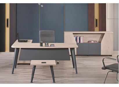 Office furniture corner office table work table Complete Office 3-piece wood set gray