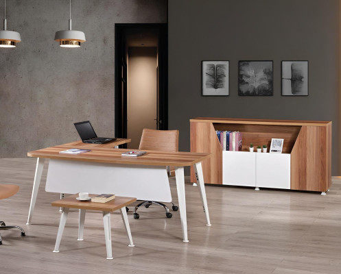 Study room furniture Complete Office Corner Office table Set 3-piece Wood White Table