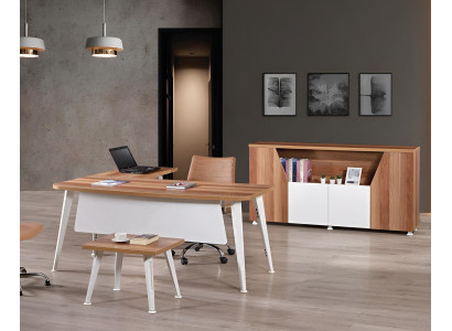 Office furniture White Set 3-piece corner office table Complete Office Wardrobe Wood Group
