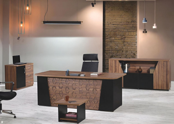 Suite Office Desk Office desk set 4 pieces Wood Office furniture Brown