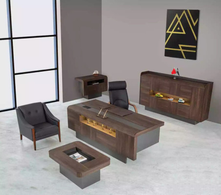 Furniture Office Luxury Office Furnishings Complete Set Table Wardrobe 3pcs
