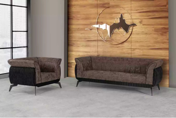 Brown sofa set three-seater armchair study room furniture couch set 2 pieces