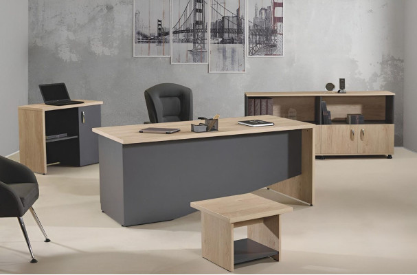 Table Office Furniture Study room furniture Desk Set 4pcs Wood Gray