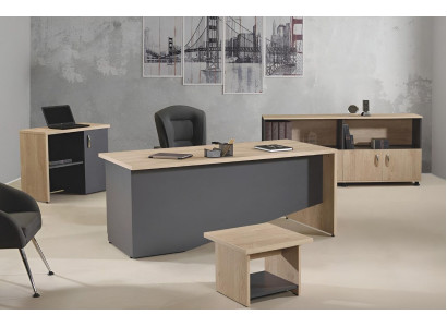 Table Office Furniture Study room furniture Desk Set 4pcs Wood Gray