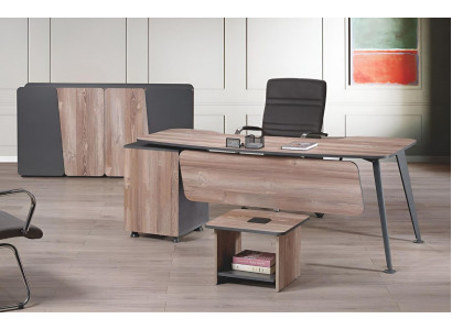 Furniture Office Study room furniture Desk Set 3pcs Wood Brown Table