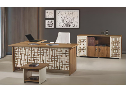 Group Office Corner Office table Study room furniture Wardrobe 3-piece Wood Brown