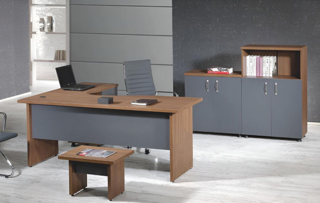 Group Office Corner Office table Study room furniture Wardrobe 4-piece Wood Gray