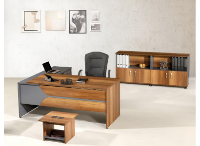 Office furniture gray set 3-piece corner office table Complete Office Wardrobe Wood Group