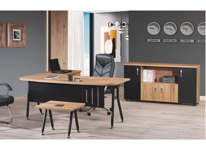 Group Office Corner Office table Study room furniture Wardrobe 3-piece Wood Black