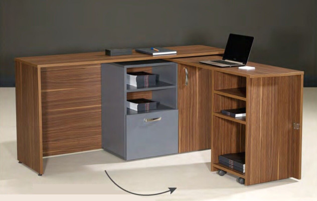 Office cupboard Desk 2 in 1 Functional Wardrobe Table Wood Brown new
