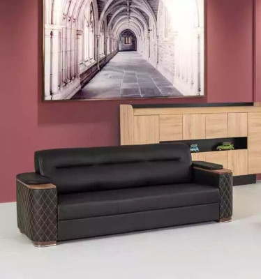 Black sofa set three-seater armchair study room luxury 2-piece 3+1