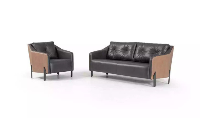 Sofa set three-seater Armchair Textile furniture Study room Seating group Sofa