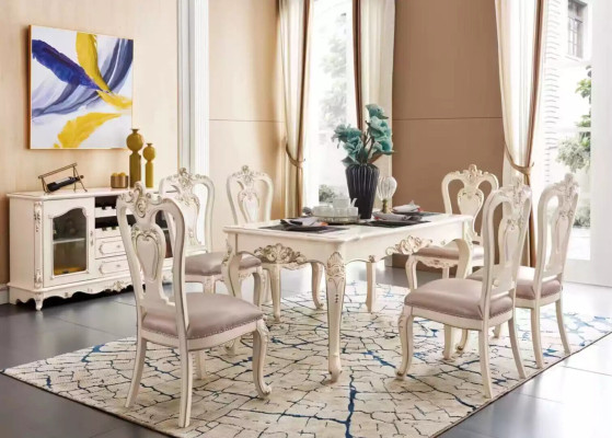 Dining room set luxurious dining table 6x chairs classic furniture 7 pieces new
