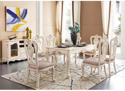 Dining room set luxurious dining table 6x chairs classic furniture 7 pieces new