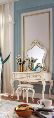 Bedroom Set classic Furniture Dressing table with Mirror Stool 2 pieces