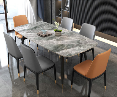 Luxurious Dining table 6x Designer Imitation leather Chairs Stylish Dining set
