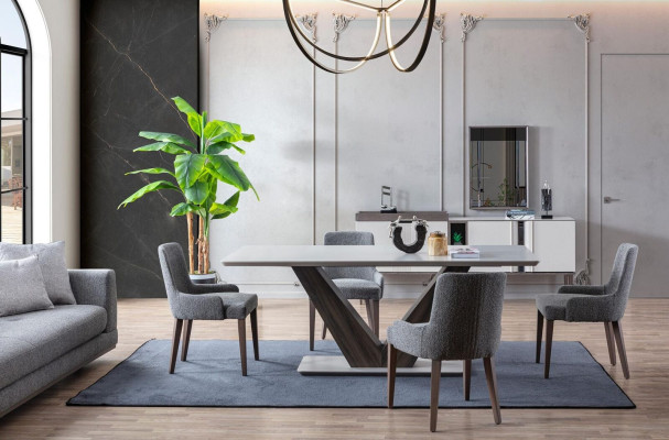 Luxury Dining room Set Dining table 4x Chairs + Sideboard with Mirror new Set