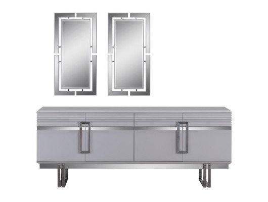Novelty Dining room Set Consists of 3 pieces. Modern sideboard and 2x mirror