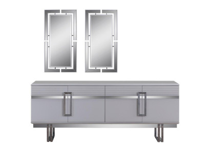 Novelty Dining room Set Consists of 3 pieces. Modern sideboard and 2x mirror