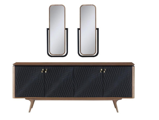 Exclusive Dining room Set Consists of 3 pieces. Modern sideboard and 2x mirror