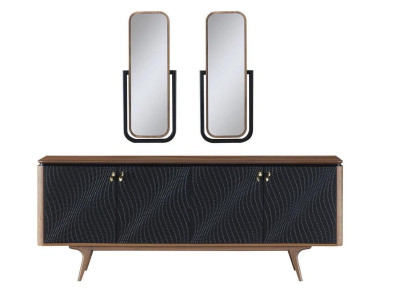 Exclusive Dining room Set Consists of 3 pieces. Modern sideboard and 2x mirror