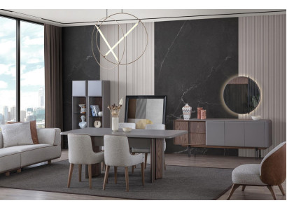 Dining room set consists of dining table 4x chairs and sideboard with mirror 7 pieces.