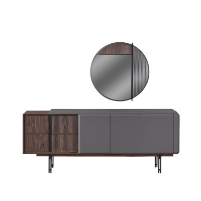 Dining room set consists of dining table 4x chairs and sideboard with mirror 7 pieces.