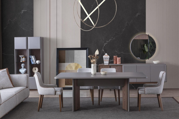 Dining room set consists of dining table 4x chairs and sideboard with mirror 7 pieces.