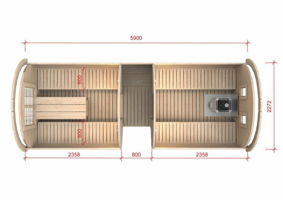 Sauna sauna barrel outdoor garden sauna 590 x Ø 2.27 m sauna barrel kit