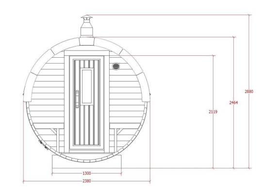 Sauna sauna barrel outdoor garden sauna 590 x Ø 2.27 m sauna barrel kit