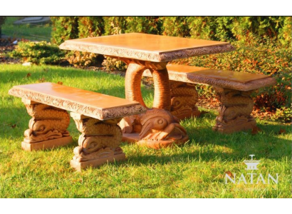 Antique Garden Style Furniture Rustic Stone Tables Patio Fish Shape Table PROSTY