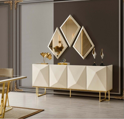 Luxury dinette Dining set Dining table Chairs Beige Set 11pcs Dining room