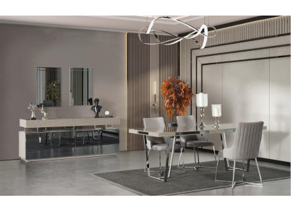 Dining set Dining room Group Dining corner Dining table Chairs 10pcs Wood Gray