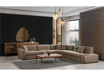 Couch Corner sofa Sofa Imitation leather Brown Upholstered sofa Living room Leather sofa