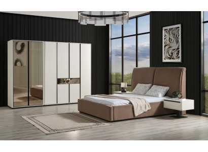 Bedroom Suite Double bed Bed Bedside tables 4-piece Beige Wardrobe